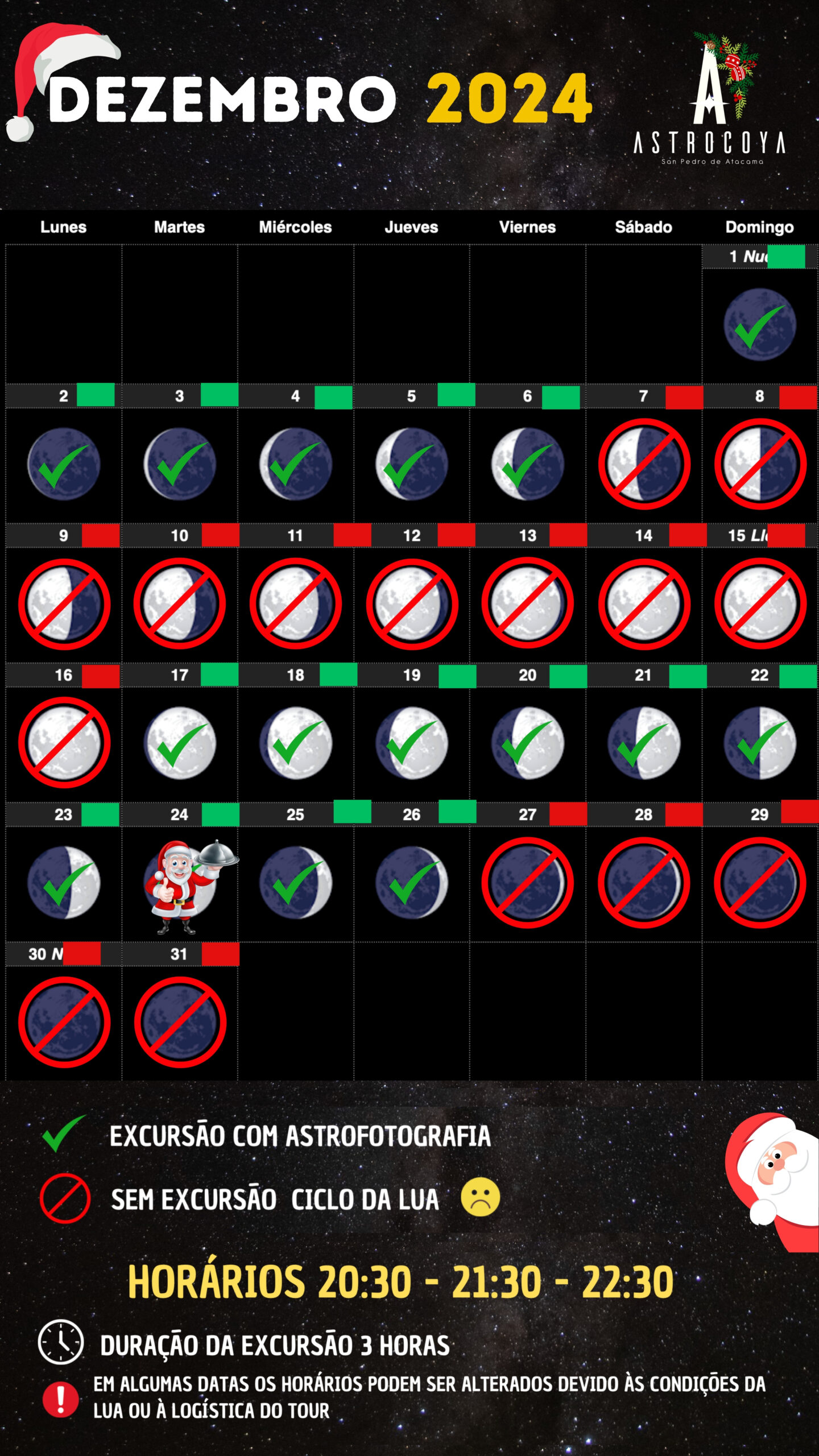 Calendario lunar de Diciembre 2024