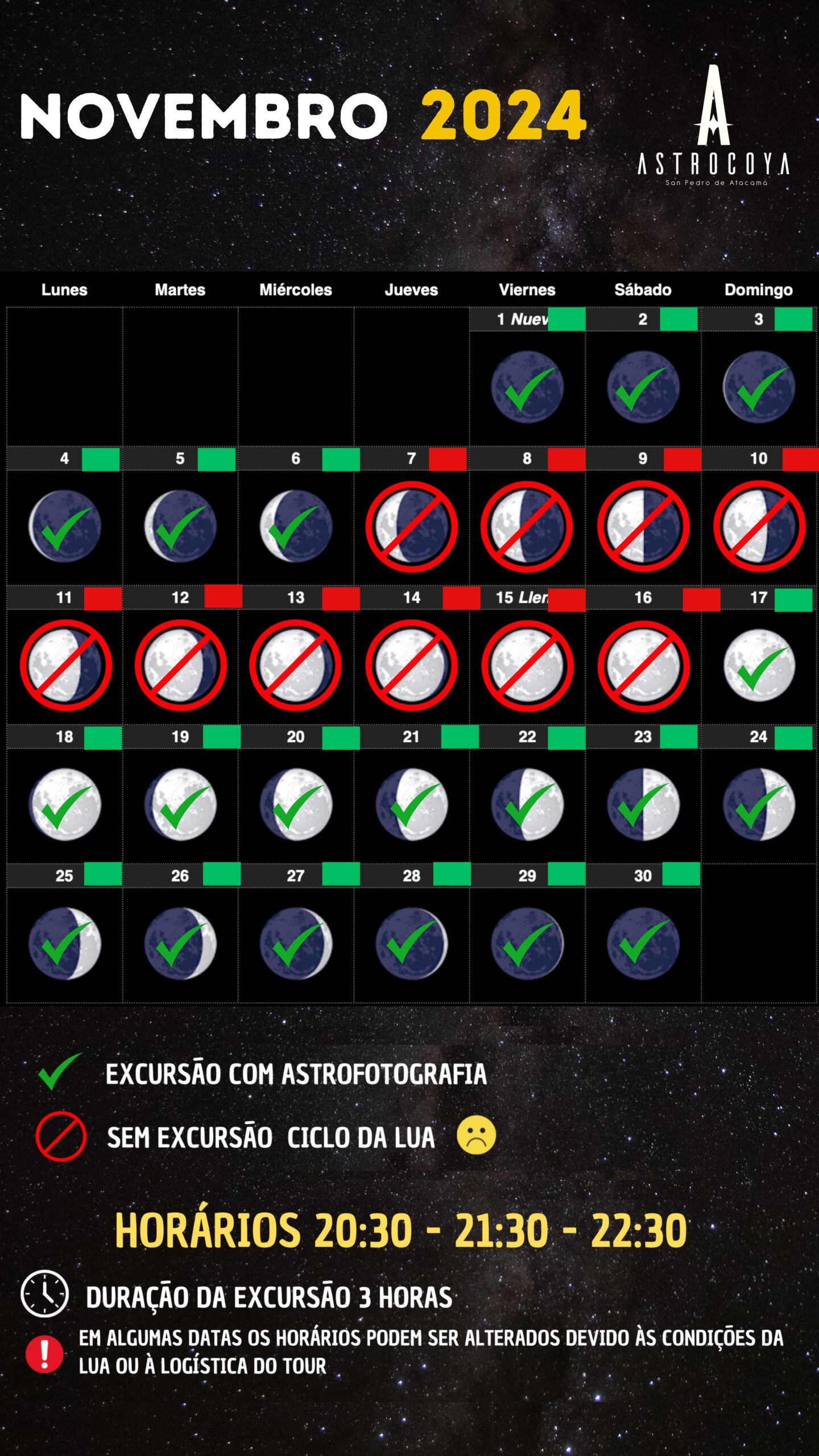 Calendario lunar de Noviembre 2024