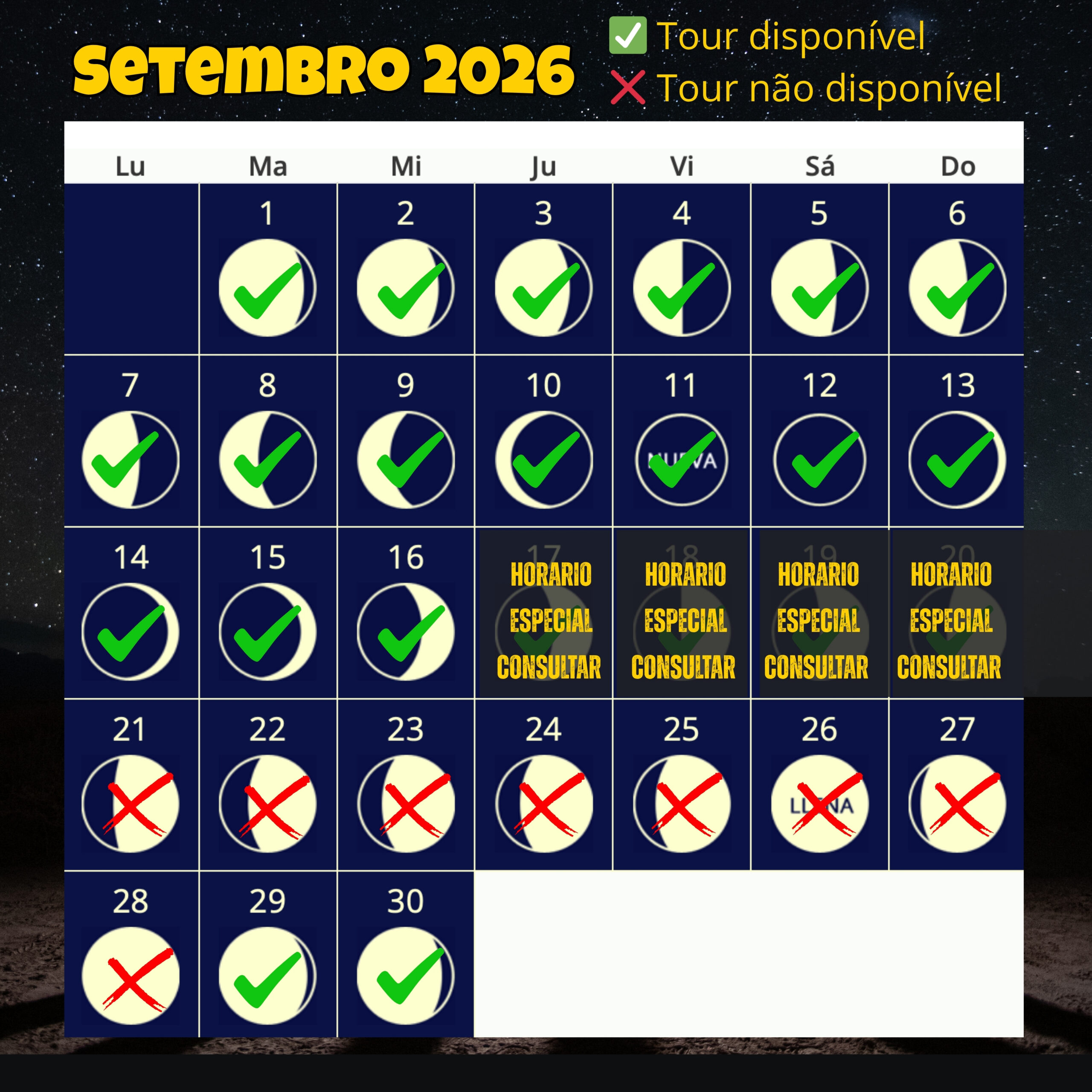 Calendario lunar de Septiembre 2026